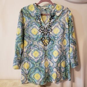 JM Collection Cotton Gem accents Shirt 12